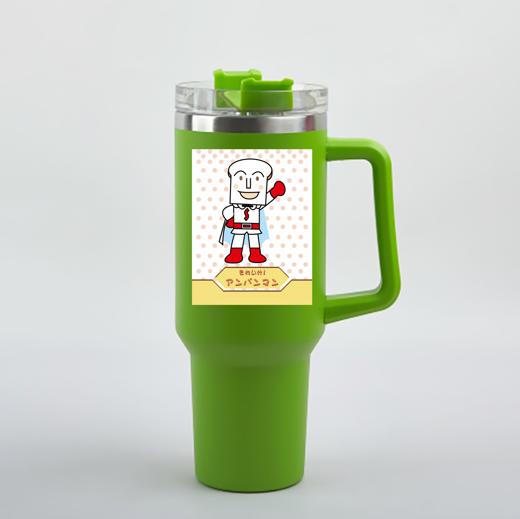 （画像用） アンパンマン Anpanman 1200mL車用タンブラー - クリスタルステッカー（プラスチックストロー付き）
